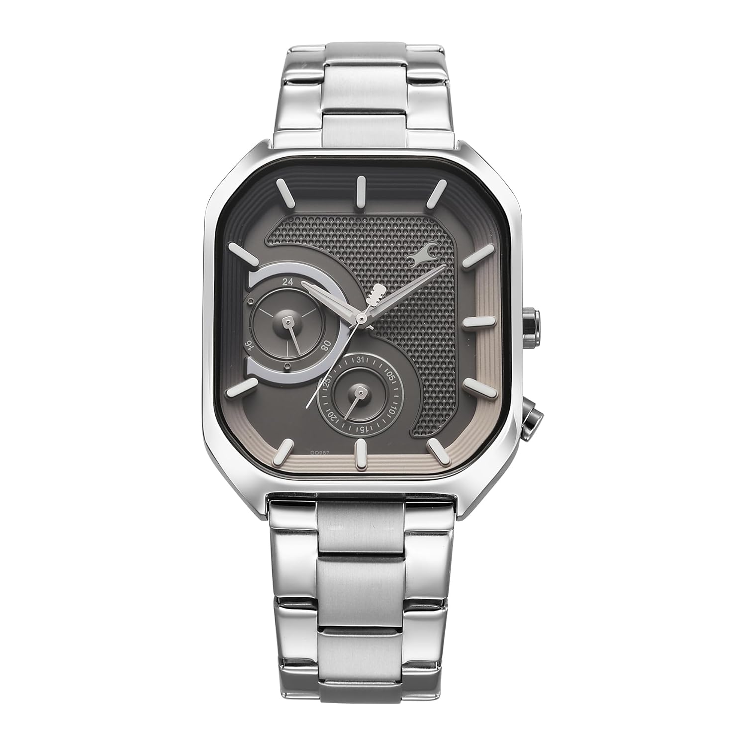 Giordano Multi-Function Watch for Men | Rainbow Crystal Bezel | Skeleton Dial | Black Sillicon Strap