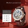 IK COLOURING Bestn Mens Luxury Skeleton Automatic Mechanical Wrist Watches Leather Moon Phrase Luminous Hands Self-Wind Watch