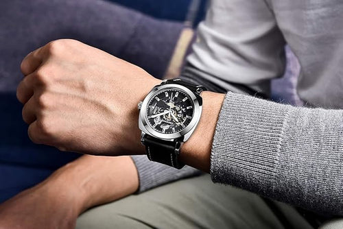 BENYAR Automatic Mechanical Watch for Men | Skeleton Dial Analog Watch | Genuine Leather Strap | 30M Water Resistant | Luxury Men’s Gift Watch