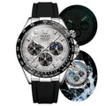 OLEVS Men's Watch Analog Chronograph Waterproof Multifunctional Diamond Sports Silicone Strap Moon Phase Quartz Night Light Men's Watch