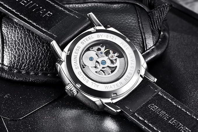 BENYAR Automatic Mechanical Watch for Men | Skeleton Dial Analog Watch | Genuine Leather Strap | 30M Water Resistant | Luxury Men’s Gift Watch