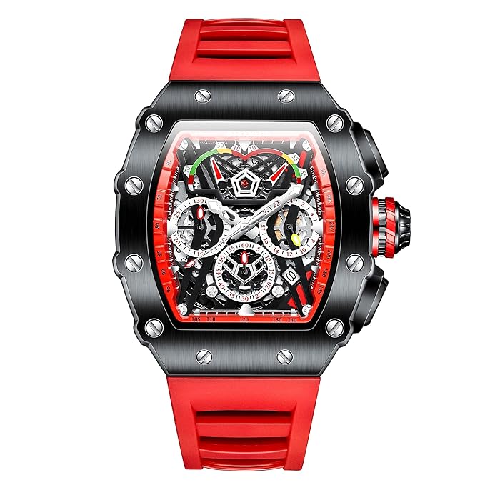 Giordano Multifunction Watch for Men with Day, Date, and 24-Hour Sub-Dial, Water Resistant Square Dial Unique Design